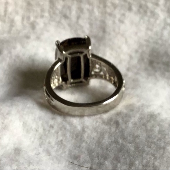 Shungite Ring in Platinum & Gold Over Brass - Picture 6 of 8